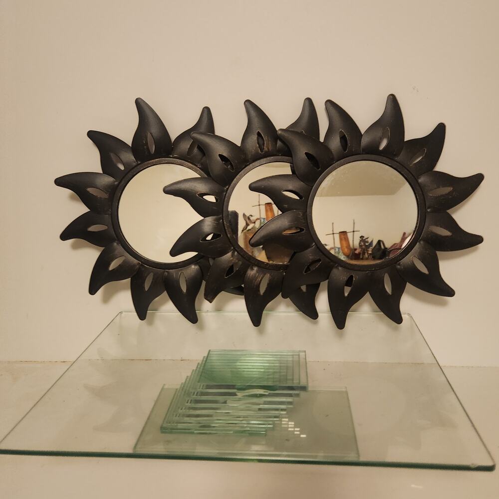 Sun Burst Celestial 3 Piece Metal Mirror/Picture Frames 10x10